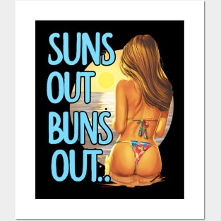 Suns Out Buns Out Beach Lover Beach Summertime Sunset Summer Vacation Summer Beach Posters and Art